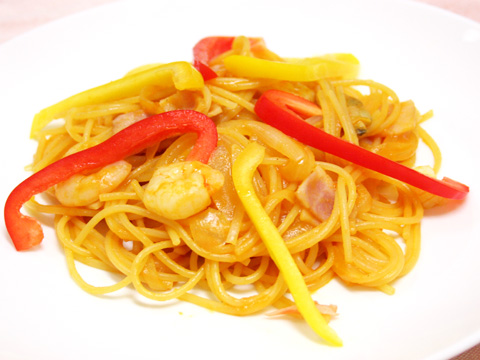 野菜ジュースパスタで健康パエリア