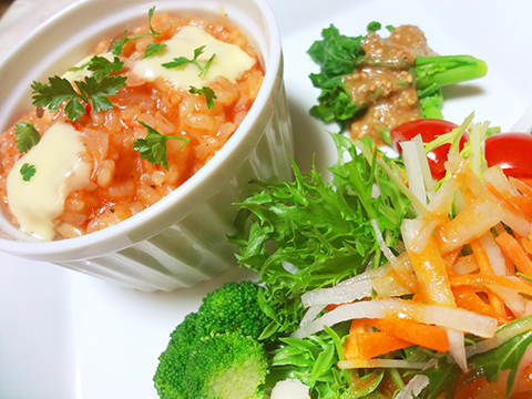 野菜ジュースのトマト風味リゾット